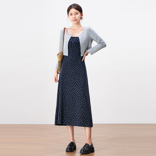 法式温柔风绝美吊带连衣裙女春季2026新款高腰短款外套长裙两件套