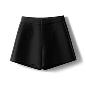 黑色毛呢短裤 显腿长裤 女冬季 子高腰a字阔腿靴裤 外穿加厚2025新款