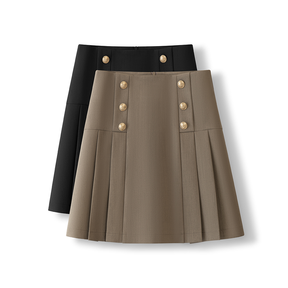 时尚百搭A字西装百褶裙