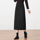 简约百搭气质轻熟毛呢半身裙女秋冬2025年新款 高腰显瘦长款 包臀裙