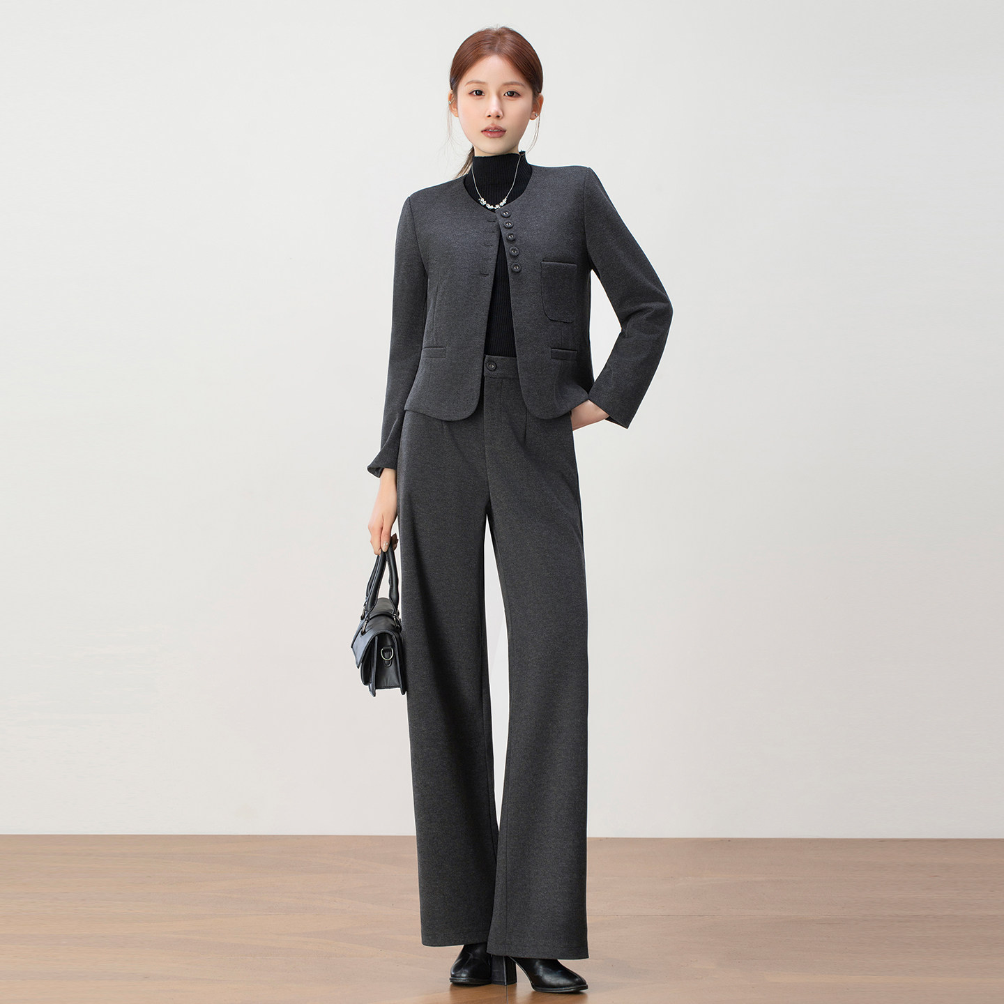 高级感通勤时尚套装女秋冬2025年小香风毛呢西装外套阔腿裤两件套,女装/女士精品,时尚套装,淘宝优惠券,粉丝福利购,淘宝优惠卷