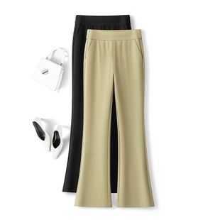 女夏季 2026新款 半松紧九分裤 抹茶绿微喇裤 喇叭裤 裤 高级感修身 西装