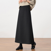 高个子绵羊毛呢半身裙女冬季 高腰显瘦中长裙A字长裙 厚款 2025新款