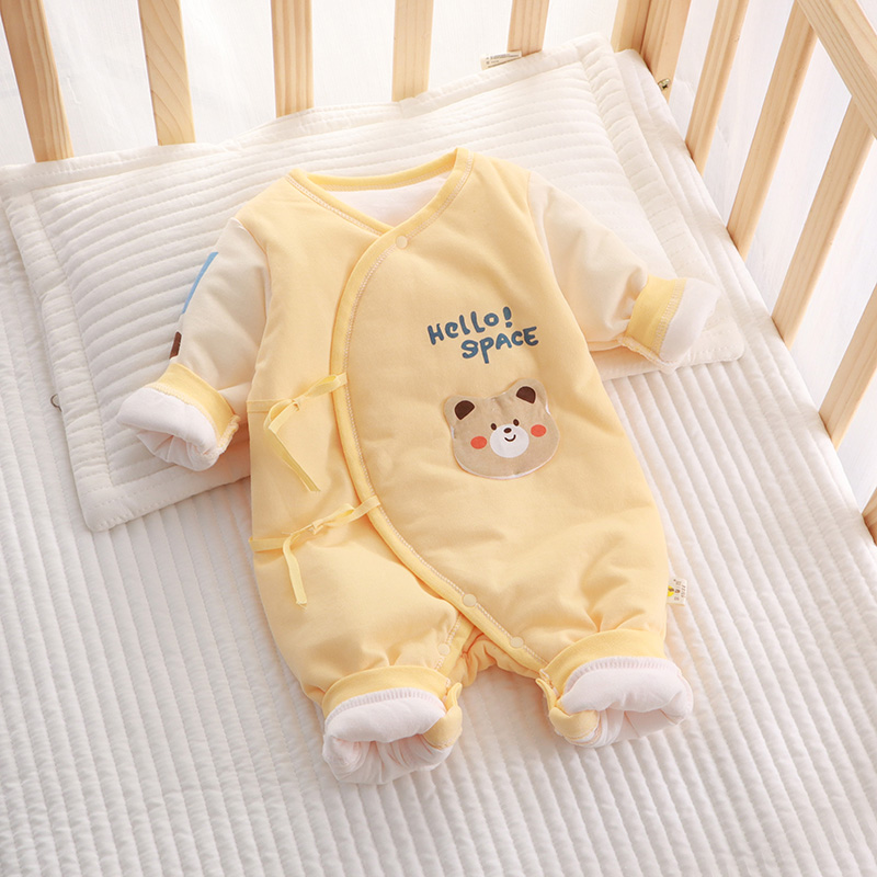 全棉纯棉新生婴儿衣服开春0-3月满月宝宝初生a类纯棉连体衣小月