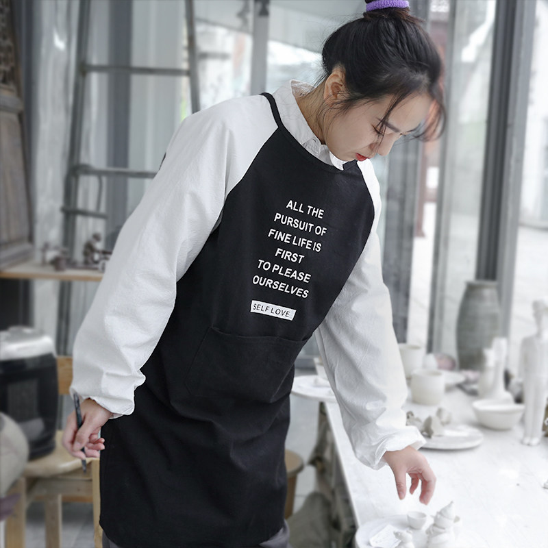 厨房罩衣女新款大人做饭穿的纯棉画画长袖全包围裙上班专用工作服,家庭/个人清洁工具,围裙,淘宝优惠券,粉丝福利购,淘宝优惠卷