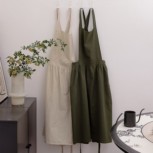 法式 围裙女厨房家用做饭高级感做饭防油花艺烘焙棉工作服定制logo