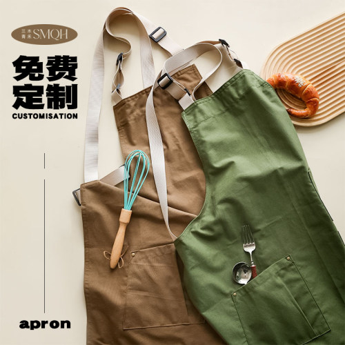 帆布防水商用奶茶店定制印字围裙