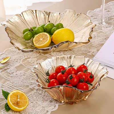 玻璃水果盘家用客厅茶几轻奢新款高颜值果盘高级创意盘子精致果斗
