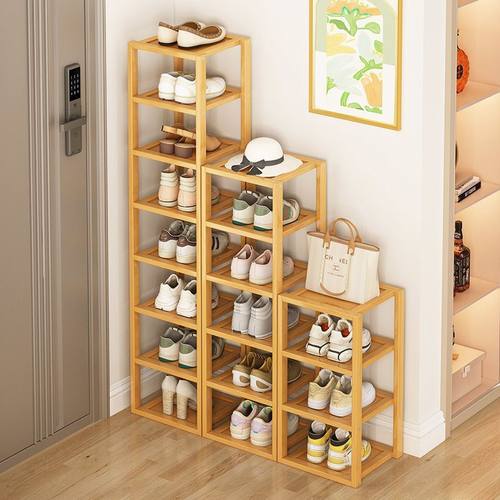 小型鞋架结实竹木简易家用窄小收纳放门口卧室大容量新款多层彭泉