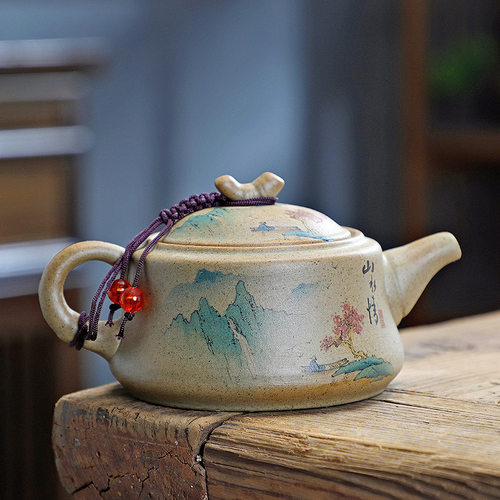 粗陶茶壶功夫茶具配件紫砂壶老陶泥复古手把壶家用办公侧把原矿