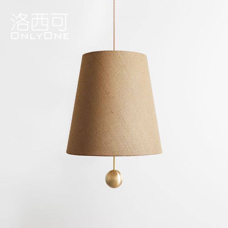 法式复古亚麻布艺吊灯 中古简约餐厅客厅卧室岛台灯具