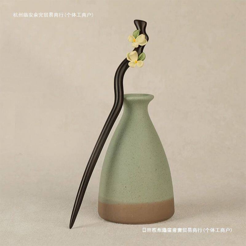 黑檀木发簪女感古风汉服新中式盘发簪子国风简约发饰礼 物包邮