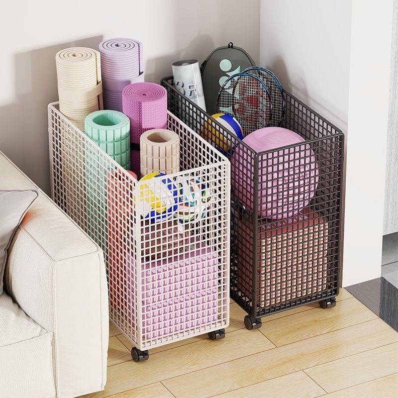 铁艺收纳筐体育用品整理瑜伽垫收纳筒健身折叠筐运动器械放置