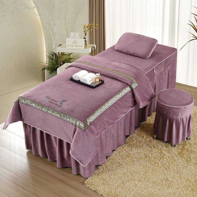 法莱珊瑚绒水晶美容美体按摩床罩四件套简约美容院用品专用罩套,床上用品,床罩,淘宝优惠券,粉丝福利购,淘宝优惠卷