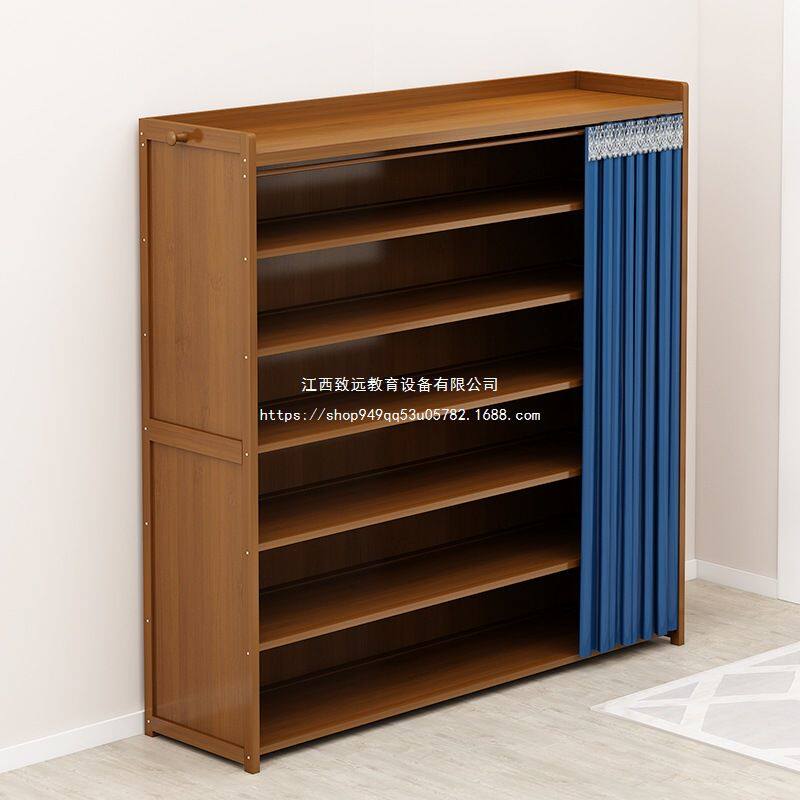 鞋架家用室内门口多层收纳隔尘无门牛津布鞋柜竹制简约现代风组装