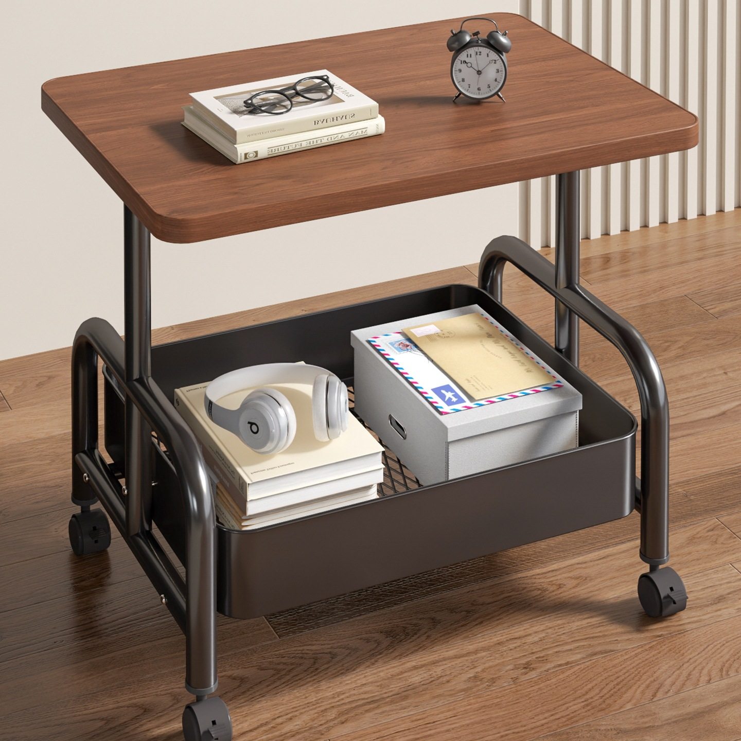 客厅沙发收纳可移动茶几小推车双层边几小桌子带轮茶桌卧室置物架