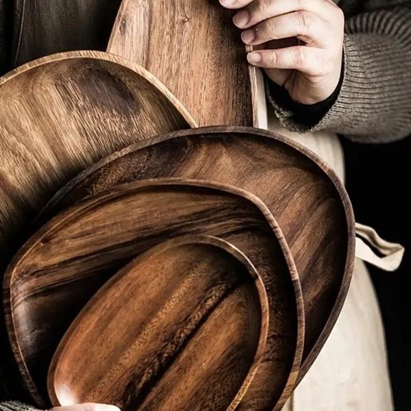 相思木实木中式不规则托盘木盘点心盘小食盘咖啡器具水果糖果收纳