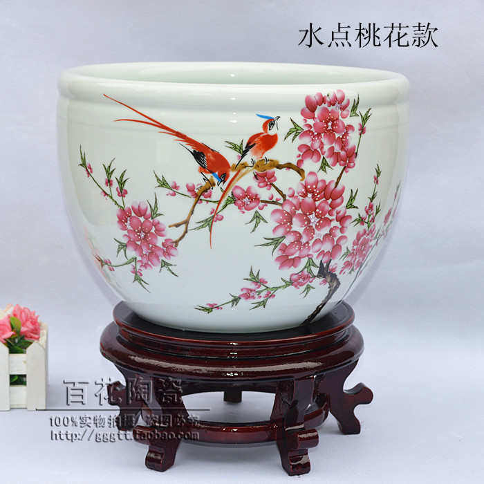 景德镇鱼缸盆中花盆陶瓷碗缸口莲大号花盆圆睡莲特色落地式