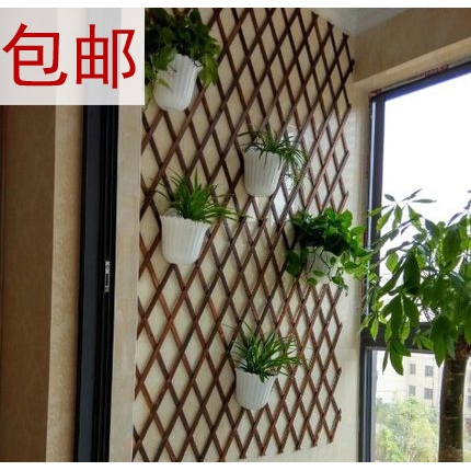 包邮加厚伸缩木栅栏围栏网格木篱笆爬藤架碳化木拉网庭院装饰花架