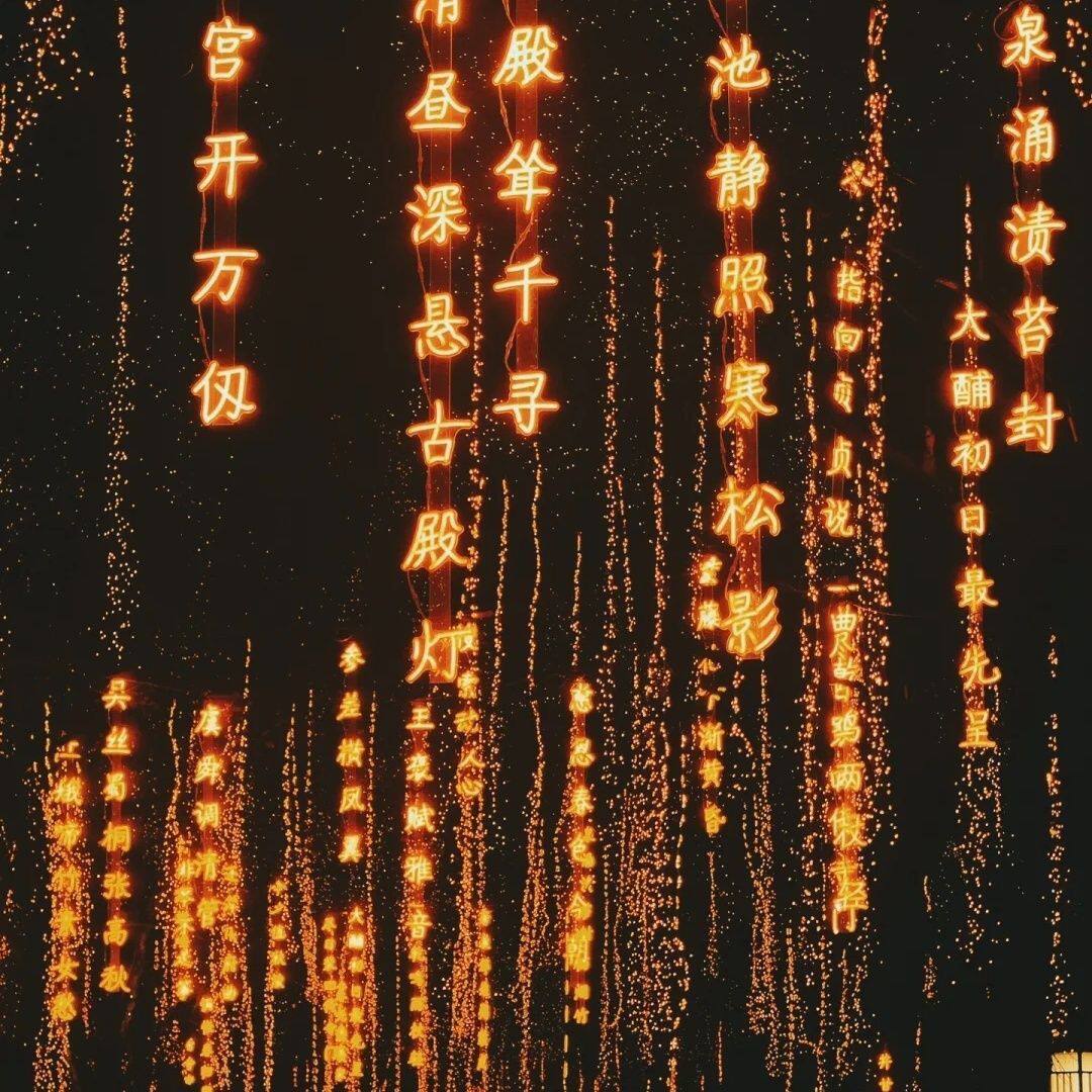 诗词条幅灯串防水景区公园创意挂树上发光字树木亮化景观装饰吊灯