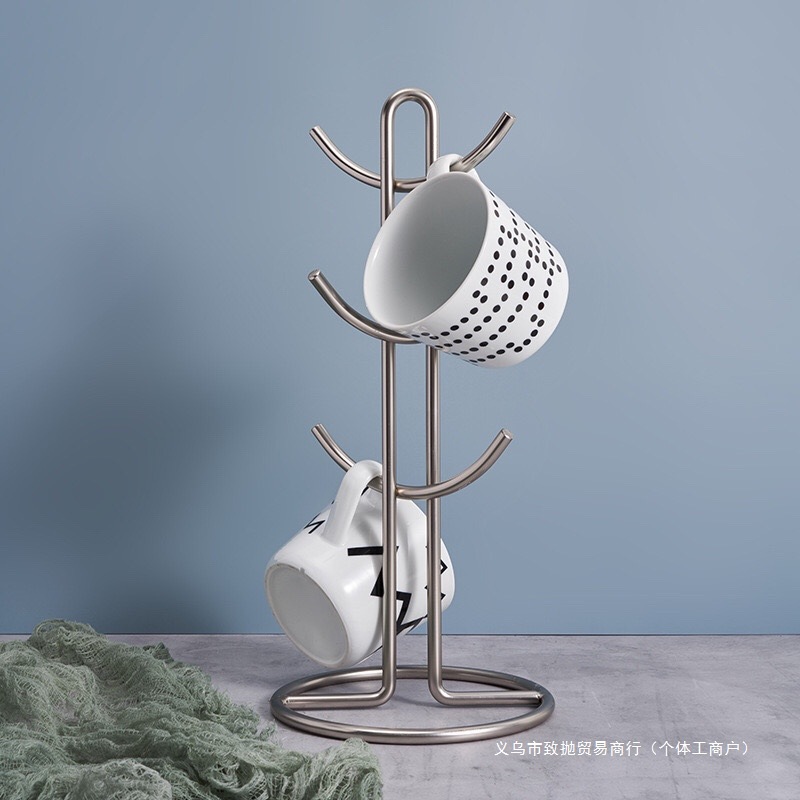 不锈钢杯架感轻奢挂杯子架子立式杯子挂架台面杯子沥水挂置物钩架