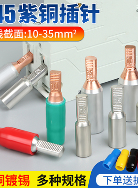 DTD紫铜插针空开冷压接线端子C45空气开关插片铜铝过渡线鼻子接头
