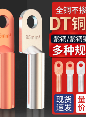 DT铜鼻子接线端子纯铜线耳16/25/35/50/70/95/120/185/240300平方