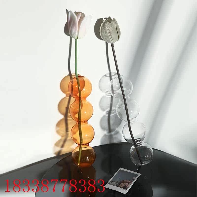 贝汉美仿真花简约时尚糖葫芦玻璃花瓶民宿装饰摆件严选女神节