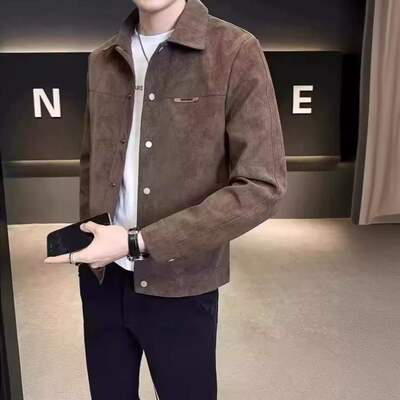 麂皮春秋夹克新款男士上衣潮牌设计日韩风外套