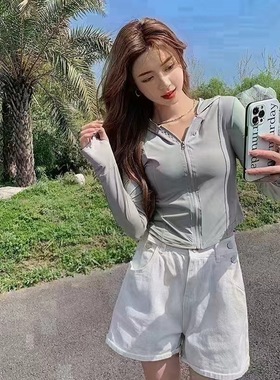 防晒衣女夏季修身显瘦透气防晒服遮阳原纱防紫外线冰丝连帽外套