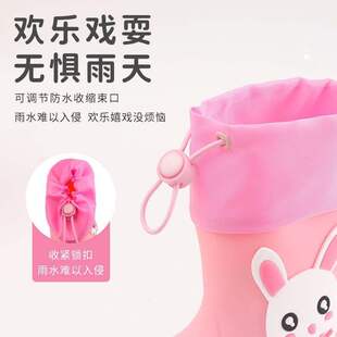 儿童雨鞋女款公主胶靴加绒可拆卸内胆女童男童宝宝幼儿园防滑雨靴