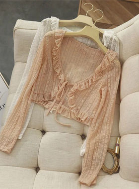 夏季新款百搭蕾丝小披肩外套短款长袖防晒衫外搭开衫薄款空调衫