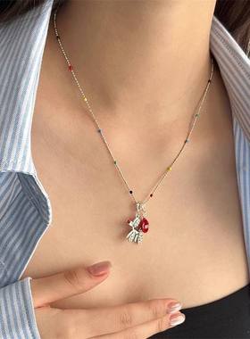 彩色气球狗项链女小众设计感可爱