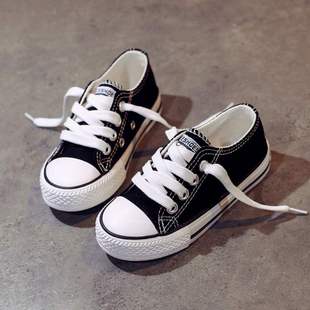 儿童帆布鞋系鞋带板鞋潮鞋经典布鞋男童球鞋女童黑白宝宝运动童