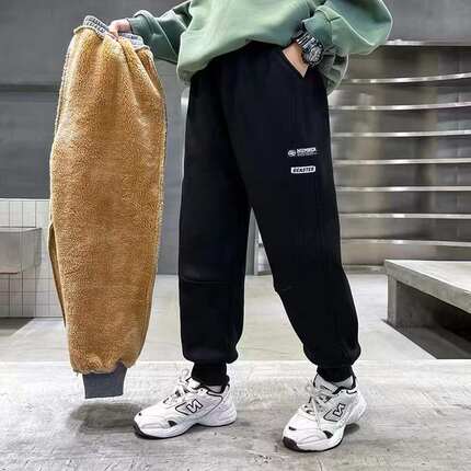 男女儿童加绒裤子冬季大童加厚羊羔绒棉裤儿童新款保暖秋冬装