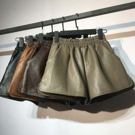 女童皮短裤秋款新款韩版宽松阔腿裤皮短裤显瘦外穿靴裤短裤潮