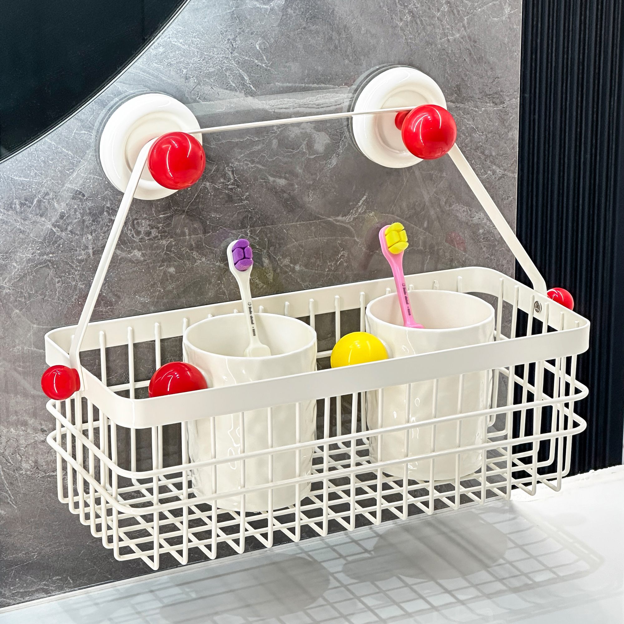 杜琥吸盘收纳筐壁挂免打孔置物架