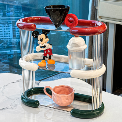 杯子收纳置物架水吧桌面水杯奶茶咖啡杯托盘餐桌家用双层沥水杯架