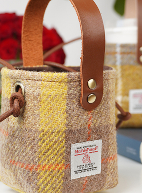 Harris tweed咖啡保温杯套水壶保护套防烫斜挎可背外出便携手提袋