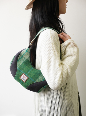 harris tweed包包女式2025新款单肩斜挎包拼接小众轻奢月牙腋下包