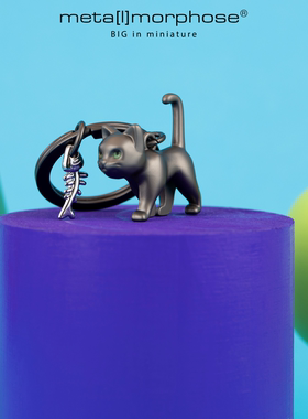 比利时metalmorphose鱼骨猫合金钥匙扣包包挂件 原创可爱女生礼物