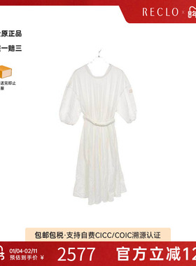 中古Moncler盟可睐女B级9新one piece连衣裙棉上衣白色