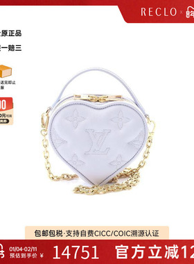 中古LV路易威登女包A级95新handbag手提包牛皮斜挎包紫色reclo