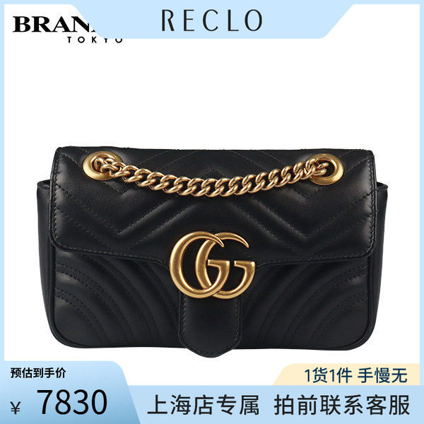 「9.0新」GUCCI(古驰)GG MARMONT 肩背包黑色牛皮斜挎包446744