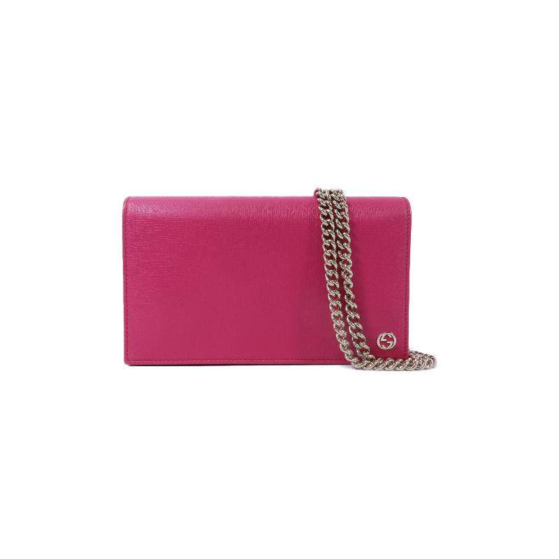 中古Gucci古驰女包B级9新Wallet On Chain链条钱包WOC牛皮斜挎包