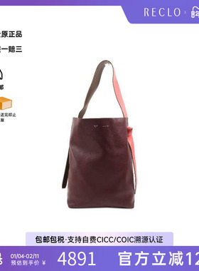 中古Celine赛琳女包B级9新 Tote Bag托特包牛皮单肩包红色
