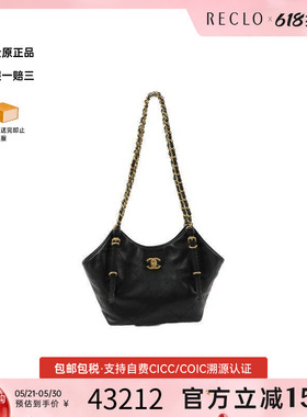 中古Chanel香奈儿女包S级99新tote bag托特包牛皮托特包黑色