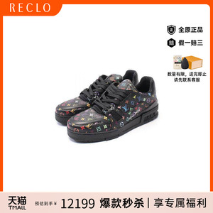 中古LV路易威登男S级99新sneakers运动鞋牛皮鞋黑色复古休闲RECLO