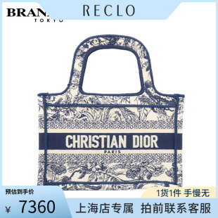 中古「9新」DIOR迪奥BOOK TOTE蓝色茹伊印花迷你手提包S5475ZTDT