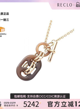 中古Hermes爱马仕女A级95新necklace项链镀金金属项链灰色